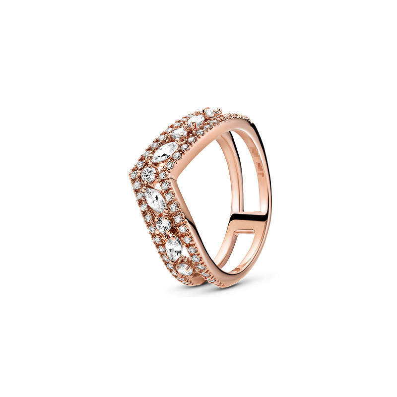 silver pandora sparkling marquise double wishbone ring gift