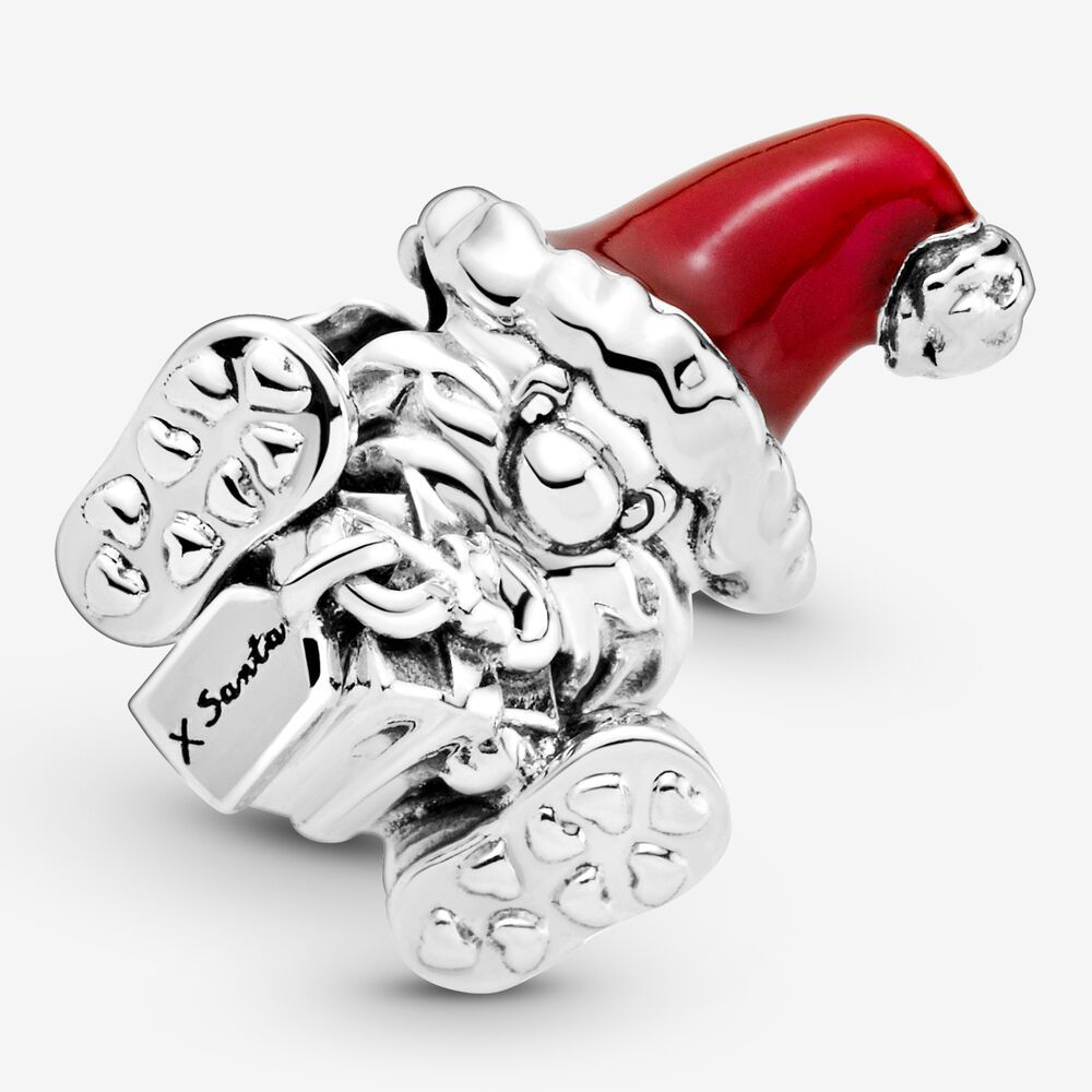pandora seated santa claus  present charm bead gift bag