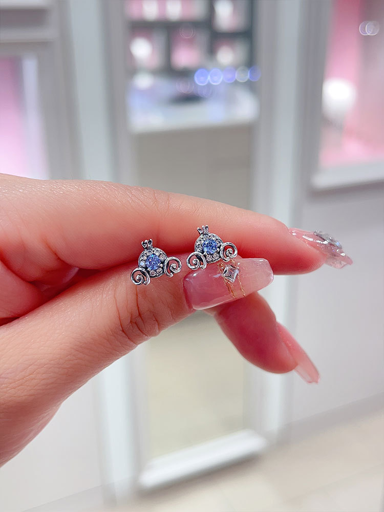 pandora cinderella pumpkin coach stud earrings winter silver s925