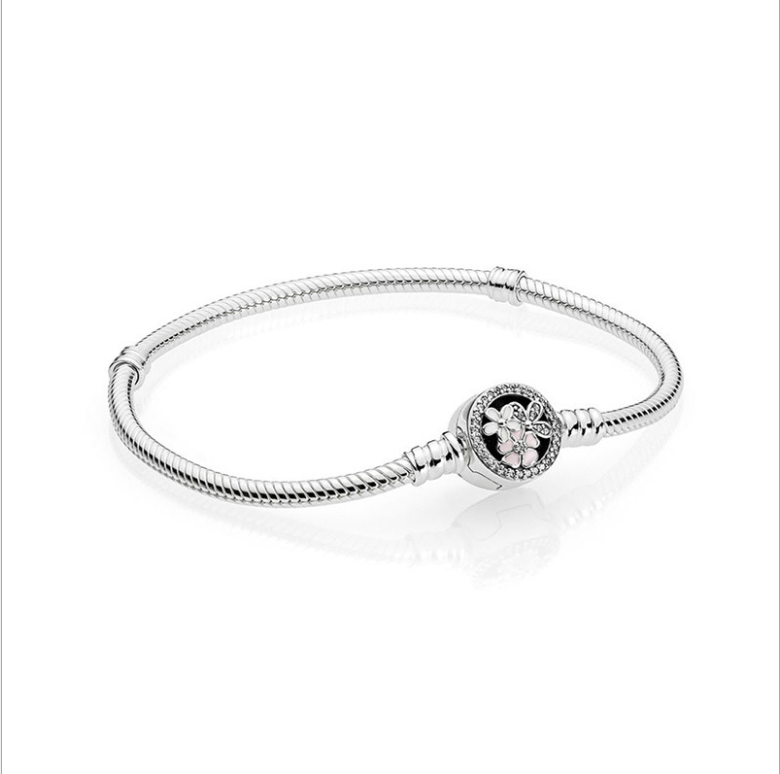 pandora bracelet flowers clip s925 silver bangle snake chain