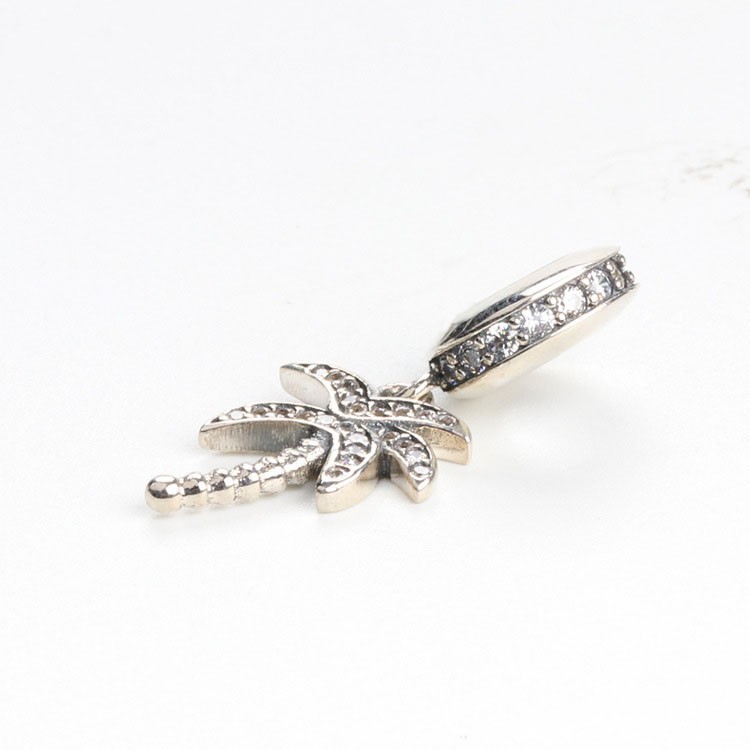 silver pandora sparkling palm tree dangle charm