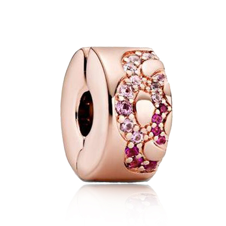 pandora pink fan pattern spacer clip charm sterling silver s925 love 2020