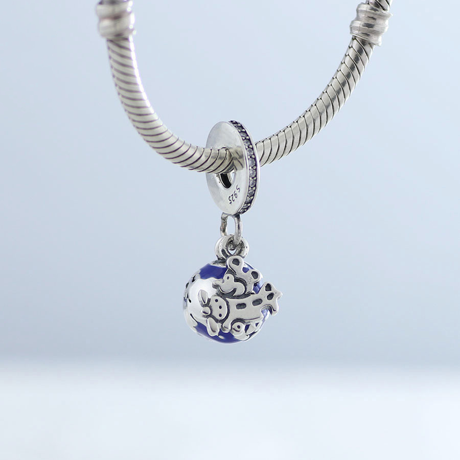 mickey mouse globe Pandora sterling silver charm