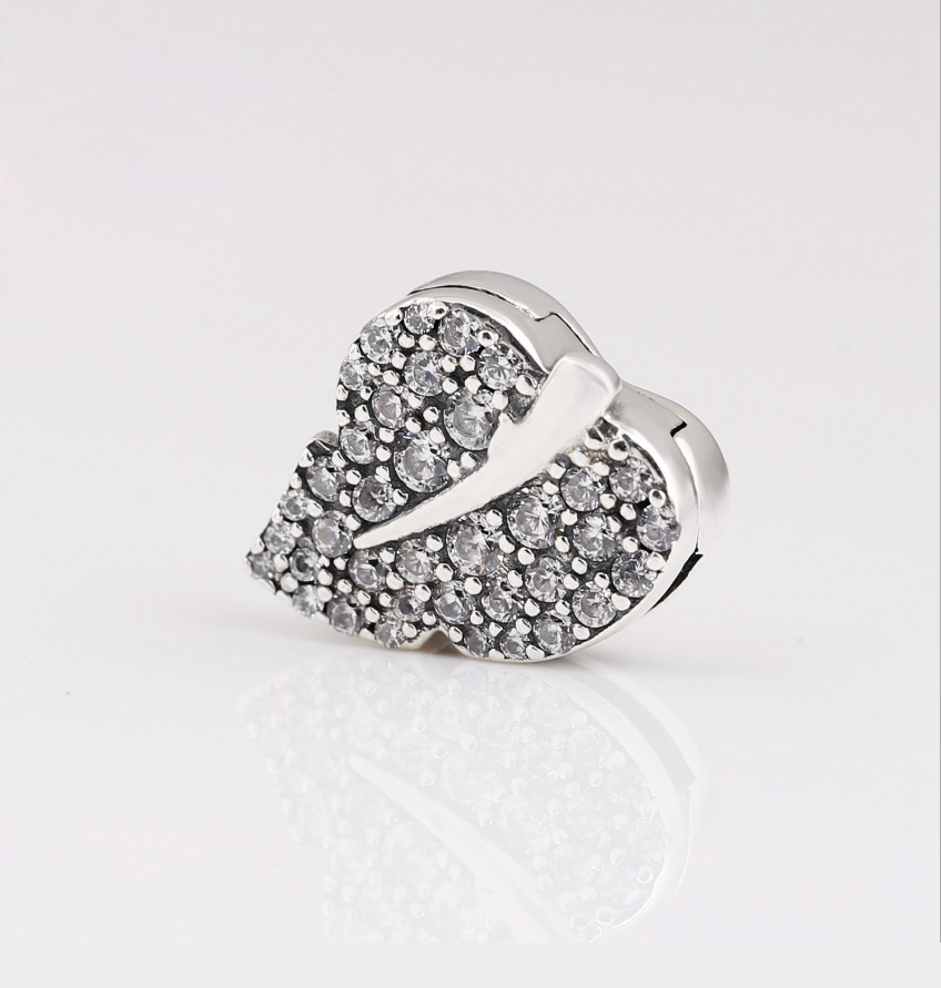 pandora reflexions sparkling leaf clip charm s925 ale