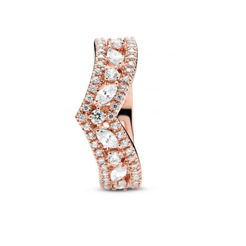 silver pandora sparkling marquise double wishbone ring gift
