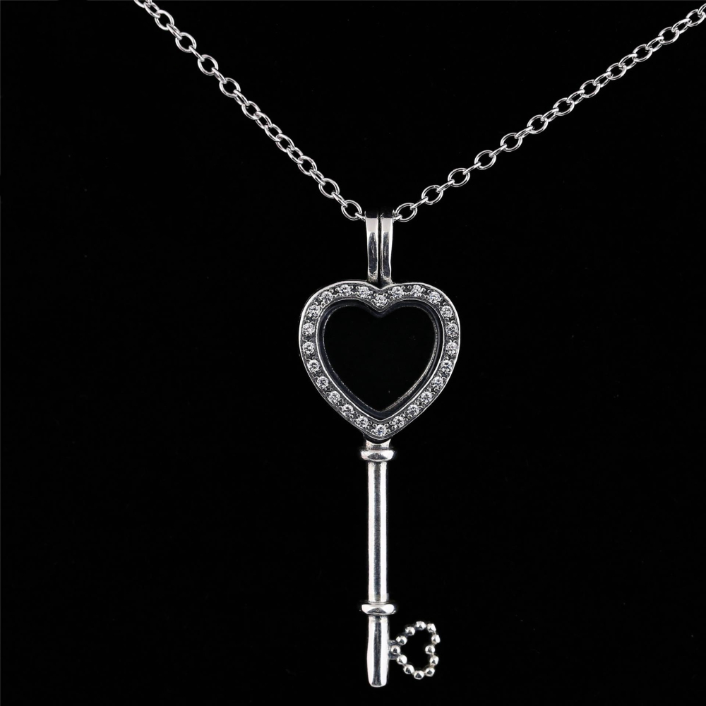 PANDORA FLOATING HEART LOCKET KEY NECKLACE