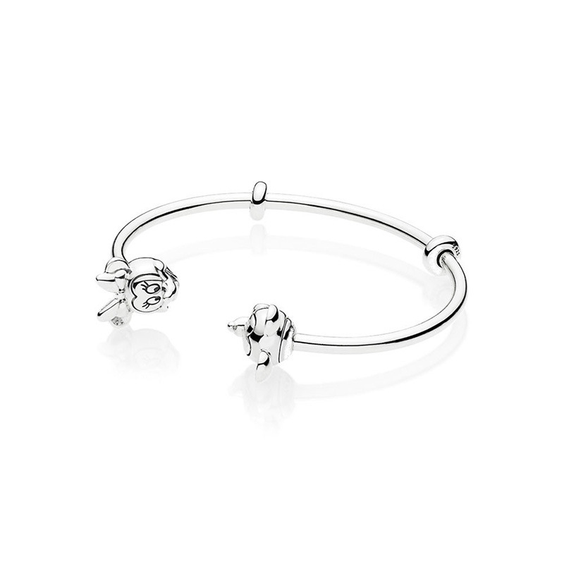 pandora disney mickey and minnie open bangle 17.5 cm/ 6.9" silver s925 bracele