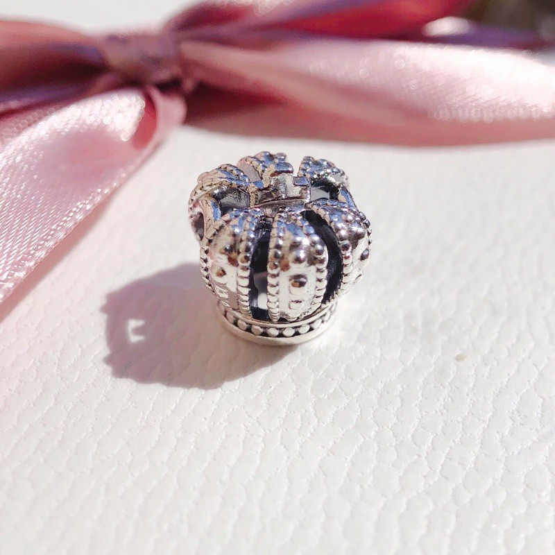 sterling silver cz pandora crown charm