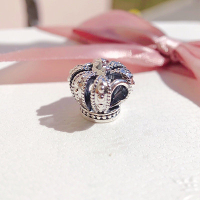sterling silver cz pandora crown charm