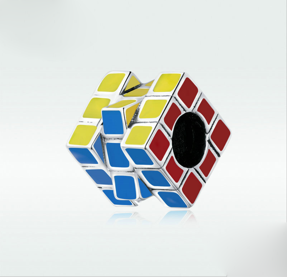 sterling silver 925 rubik’s cube charm rubik rubix puzzle
