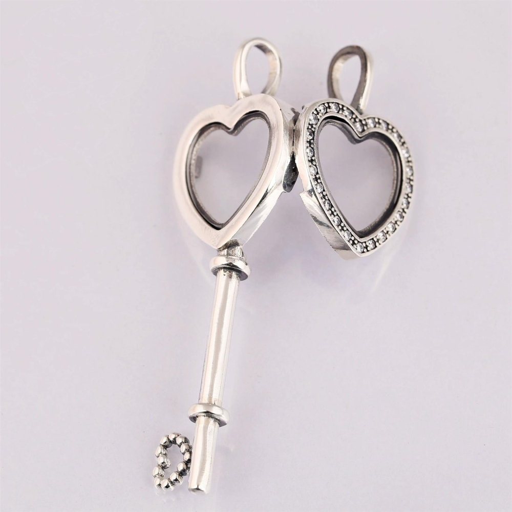 PANDORA FLOATING HEART LOCKET KEY NECKLACE