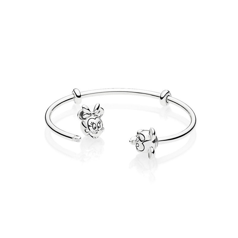 pandora disney mickey and minnie open bangle 17.5 cm/ 6.9" silver s925 bracele