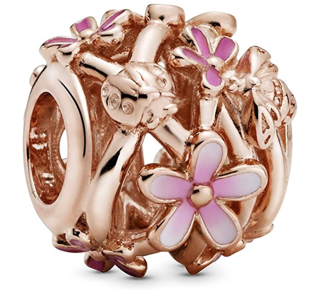 pandora rose openwork pink daisy flower charm