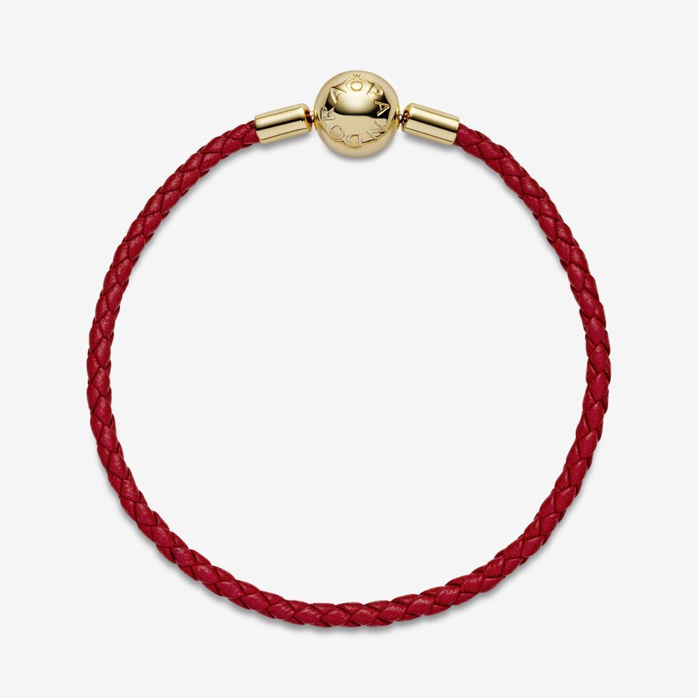 pandora moments red leather braided bracelet ale s925