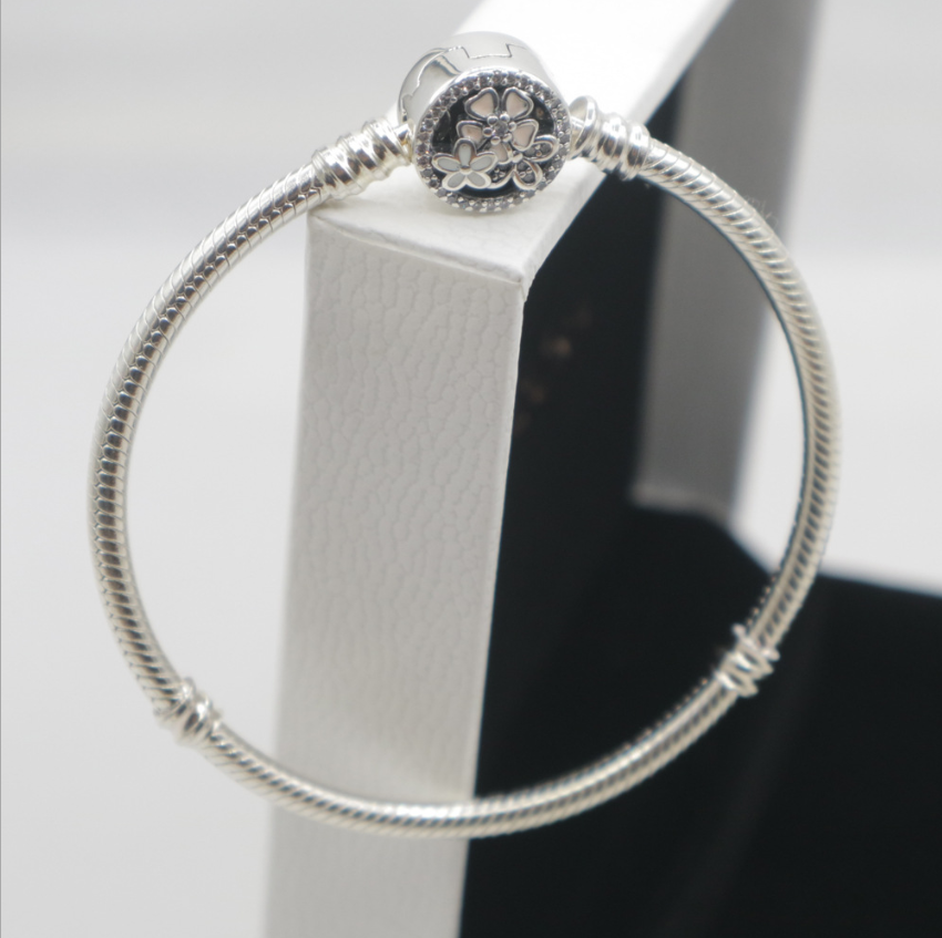pandora bracelet flowers clip s925 silver bangle snake chain