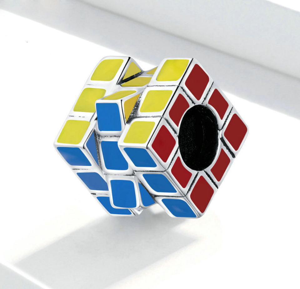 sterling silver 925 rubik’s cube charm rubik rubix puzzle