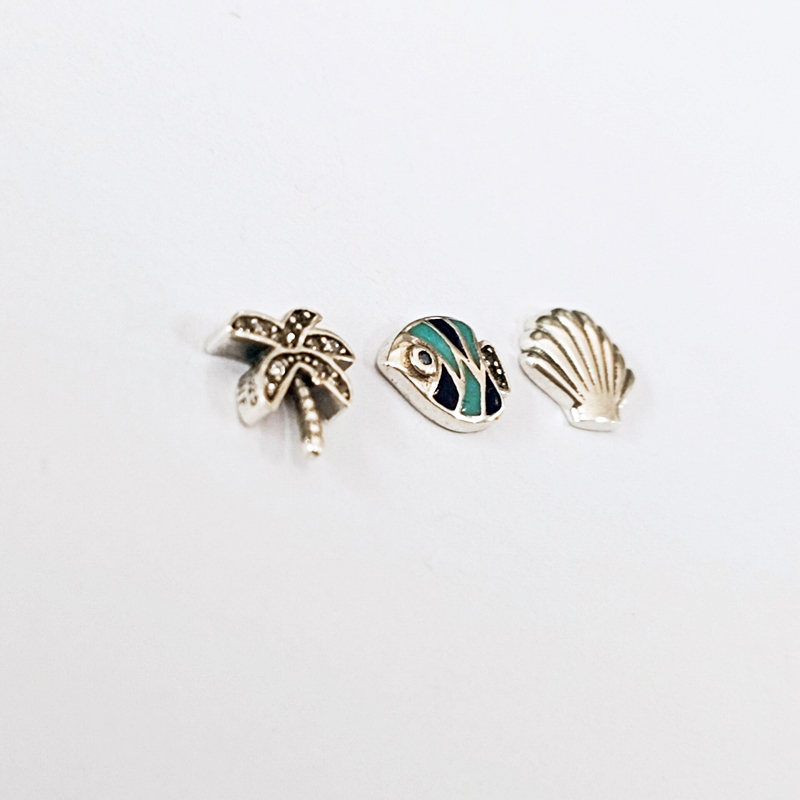 pandora set of 3 tropical paradise petites silver charm