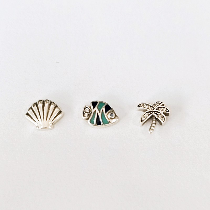 pandora set of 3 tropical paradise petites silver charm
