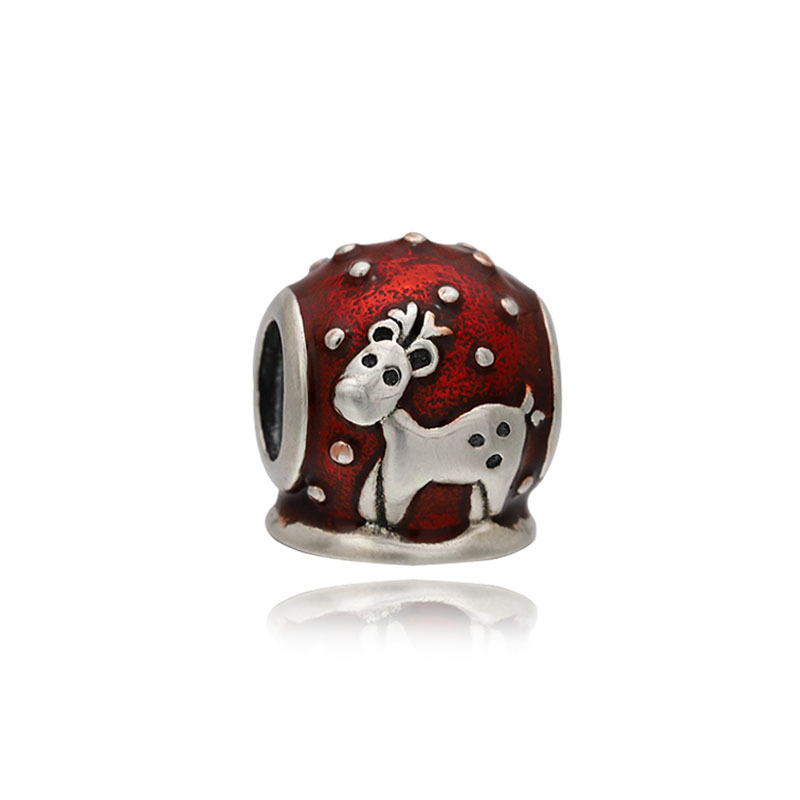 snow globe pandora white reindeer christmas winter charm