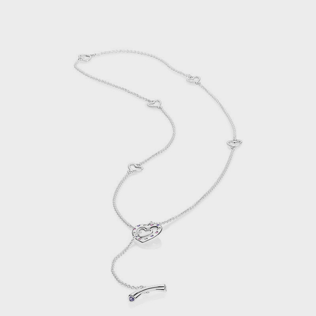 pandora silver bright hearts necklace