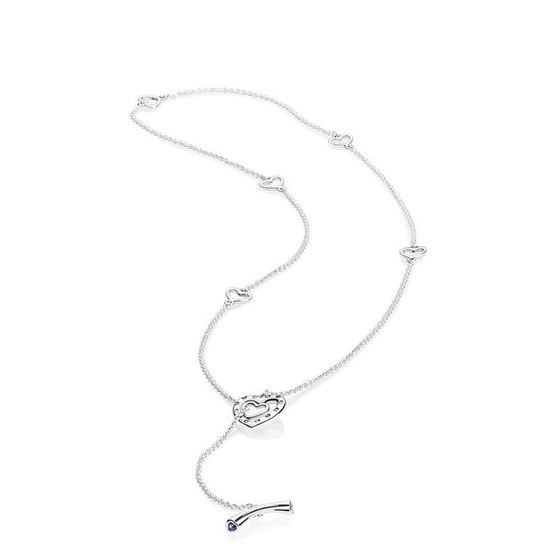 pandora silver bright hearts necklace