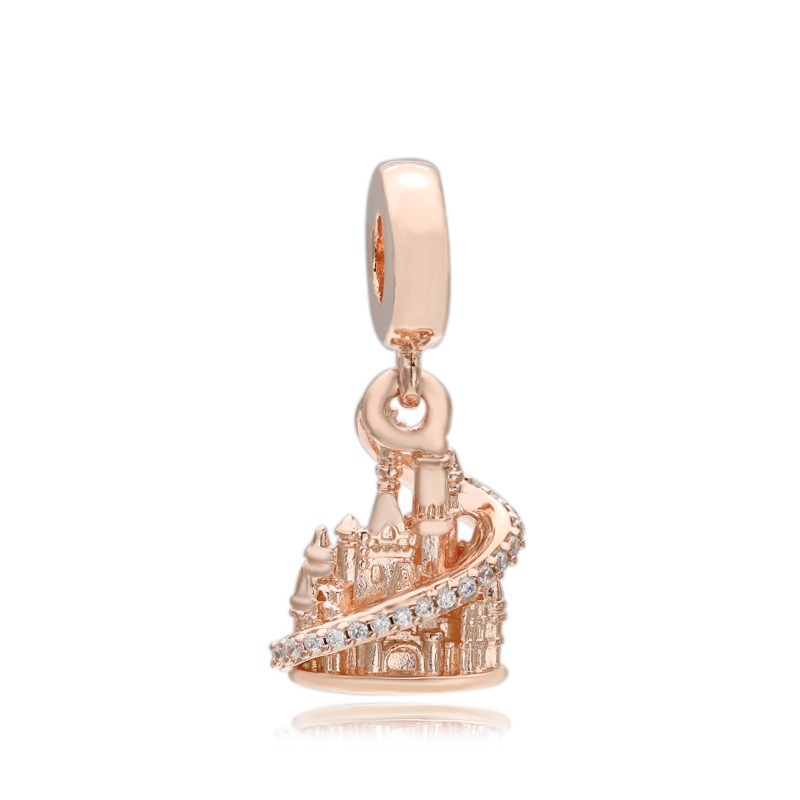 pandora  rose gold shanghai disney resort castle dangle charm