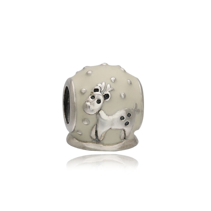 snow globe pandora white reindeer christmas winter charm