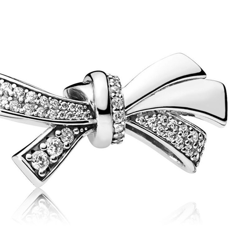pandora charm sterling silver oversized sparking bow