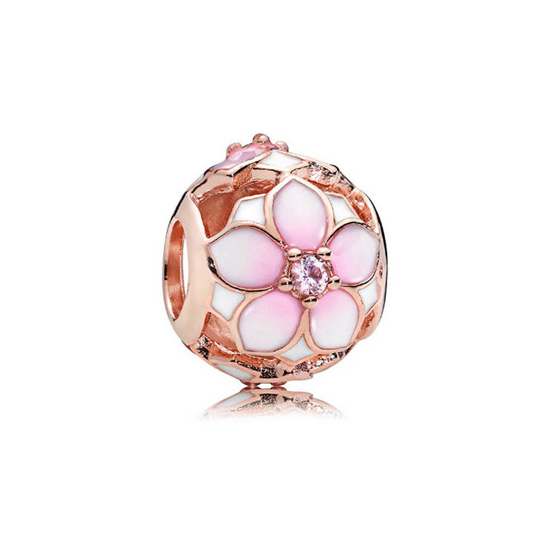 pandora rose gold magnolia bloom charm