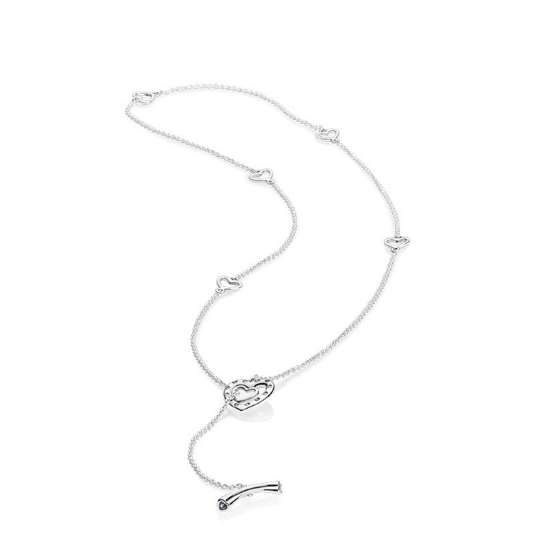 pandora silver bright hearts necklace