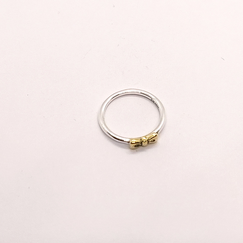 pandora gold bow with silver band ring