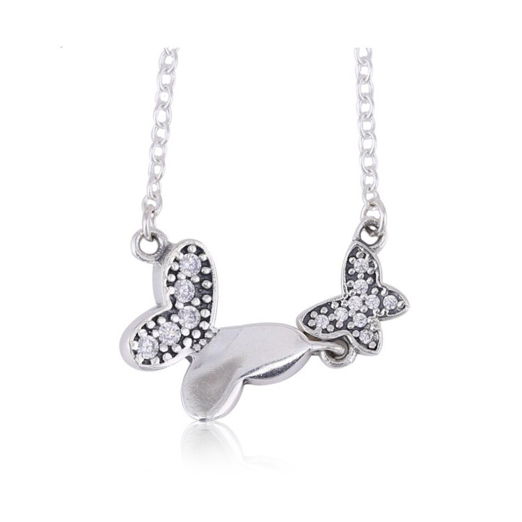 pandora silver butterfly necklacke with 45cm chain