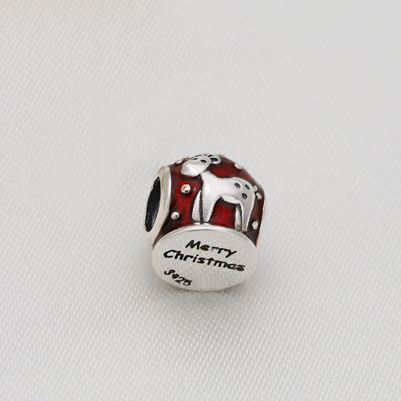 snow globe pandora white reindeer christmas winter charm