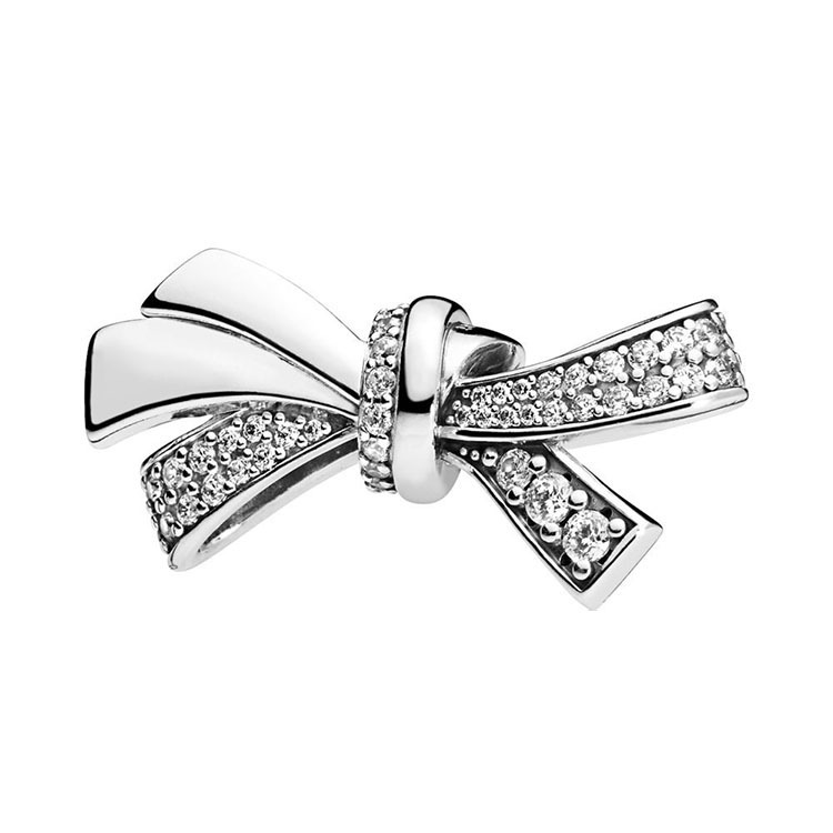 pandora charm sterling silver oversized sparking bow