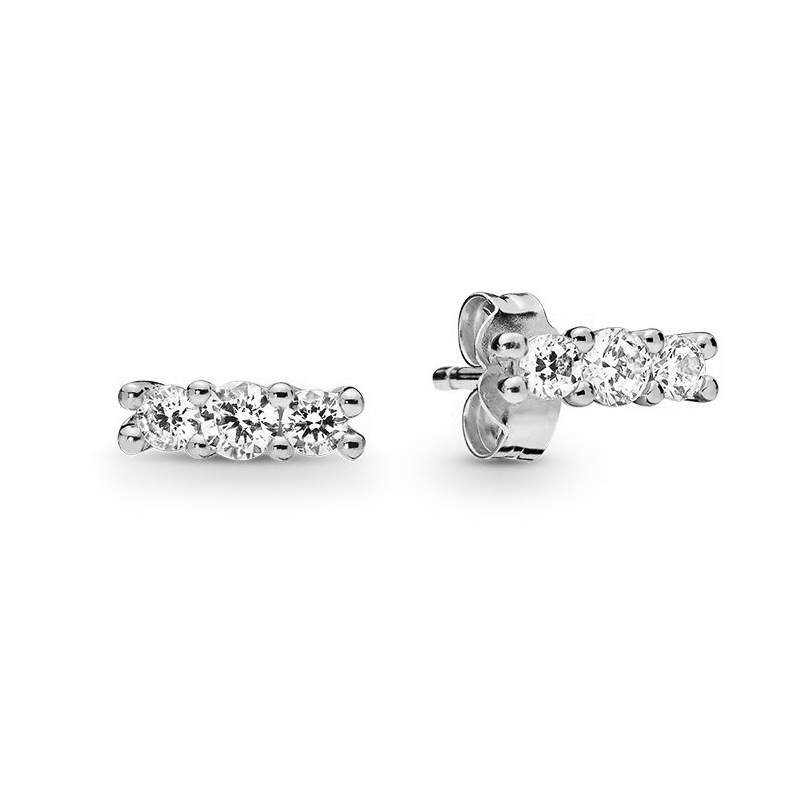silver pandora sparkling stud earrings