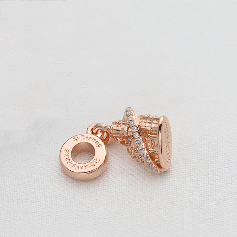 pandora  rose gold shanghai disney resort castle dangle charm