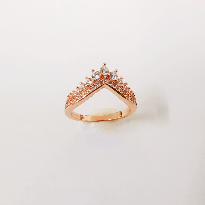 sparkling 925 sterling silver princess wish wishbone style cz ring