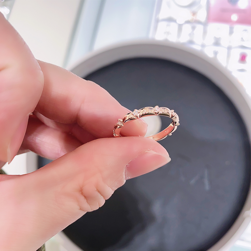 pandora rose ring flower petals rose band