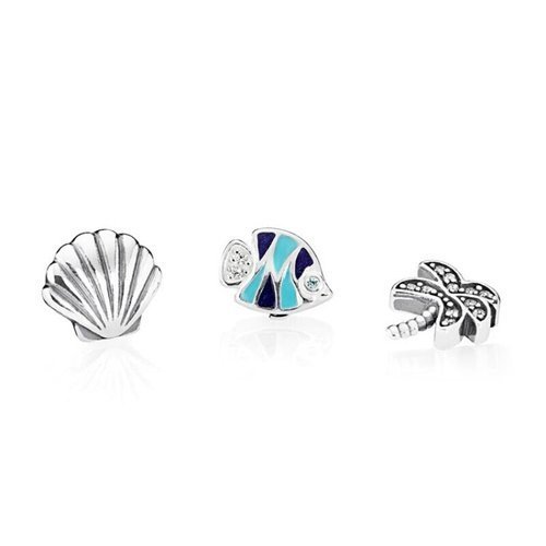 pandora set of 3 tropical paradise petites silver charm