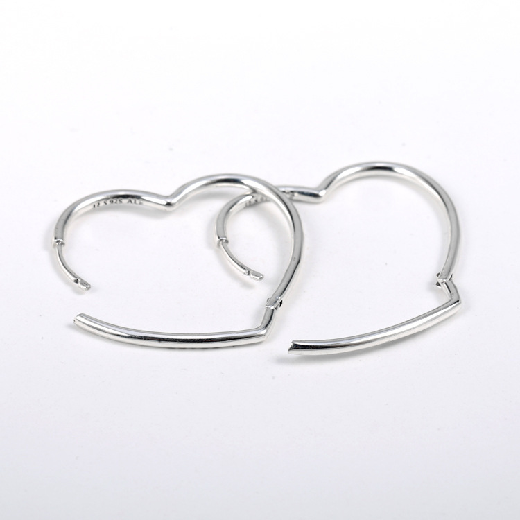 pandora sterling silver asymmetric hearts of love hoop earrings
