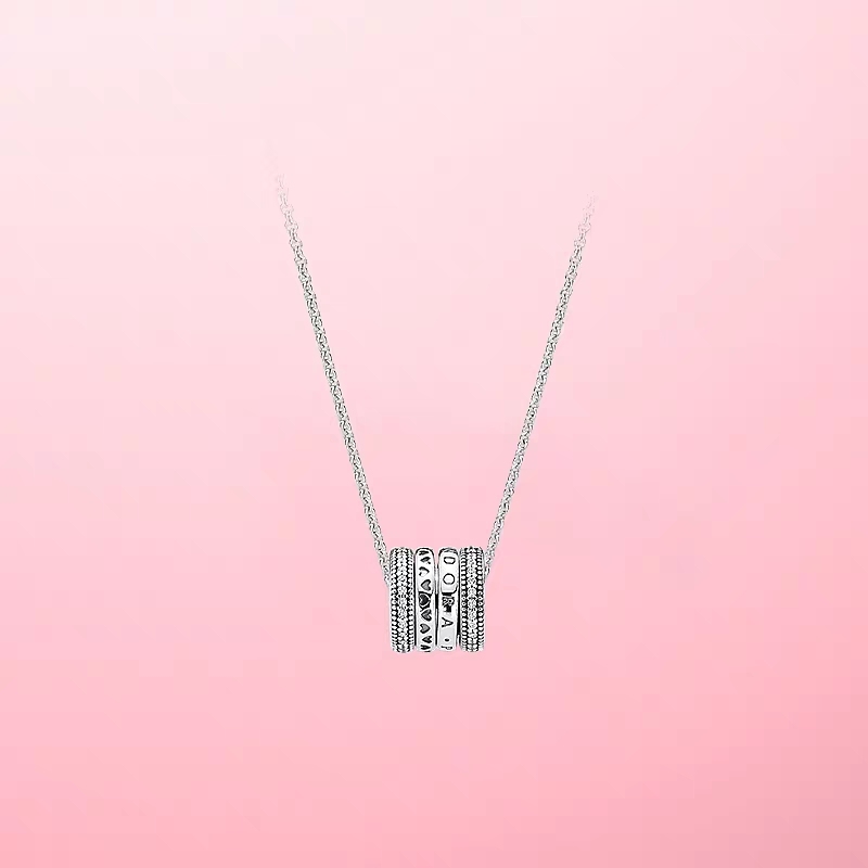 pandora silver loving heart open heart logo necklace