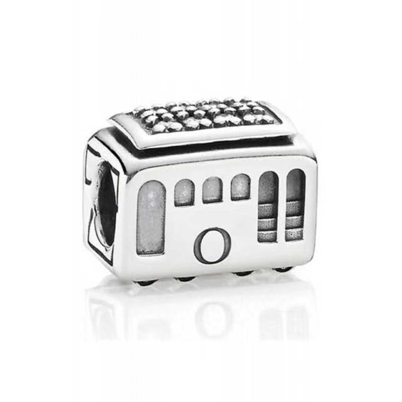 pandora cable car, clear cz sterling silver charm