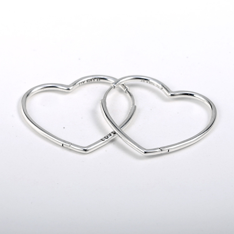 pandora sterling silver asymmetric hearts of love hoop earrings