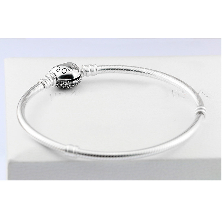 silver pandora sparkling cz pavé heart clasp charm bracelet