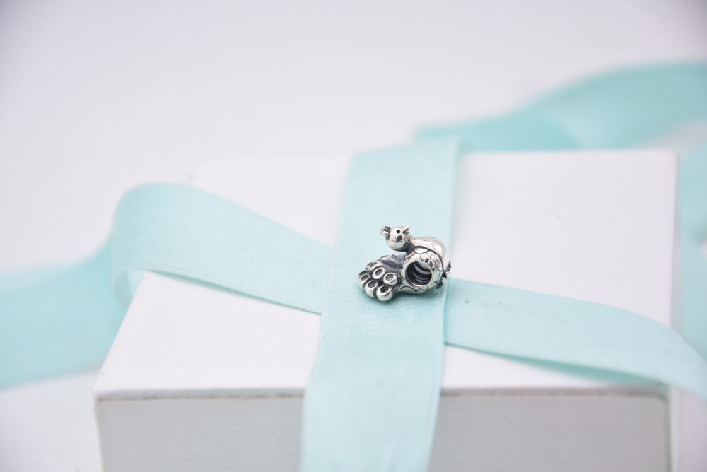 pandora charm peacock teal & green cz sterling silver