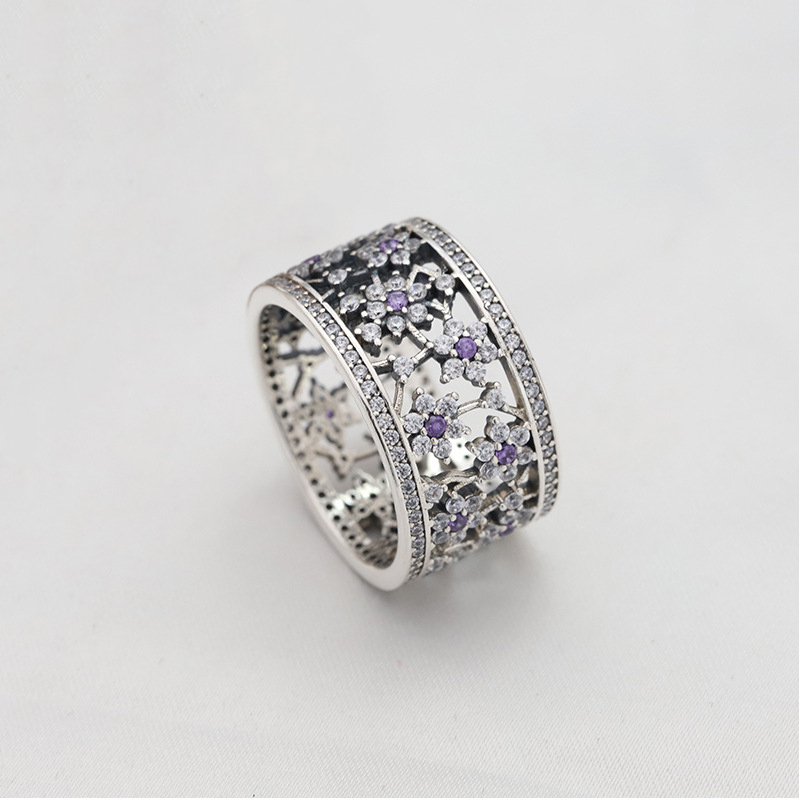 pandora forget me not purple & clear cz ring