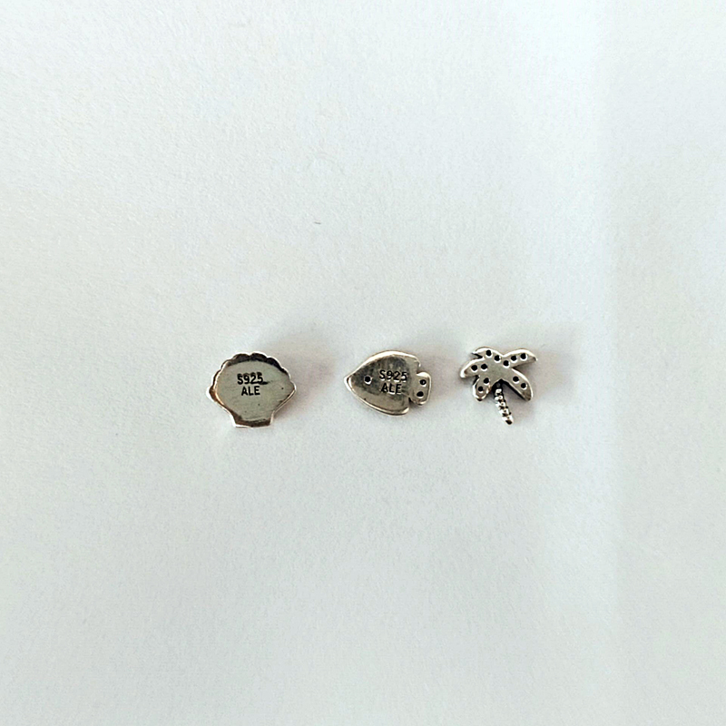 pandora set of 3 tropical paradise petites silver charm