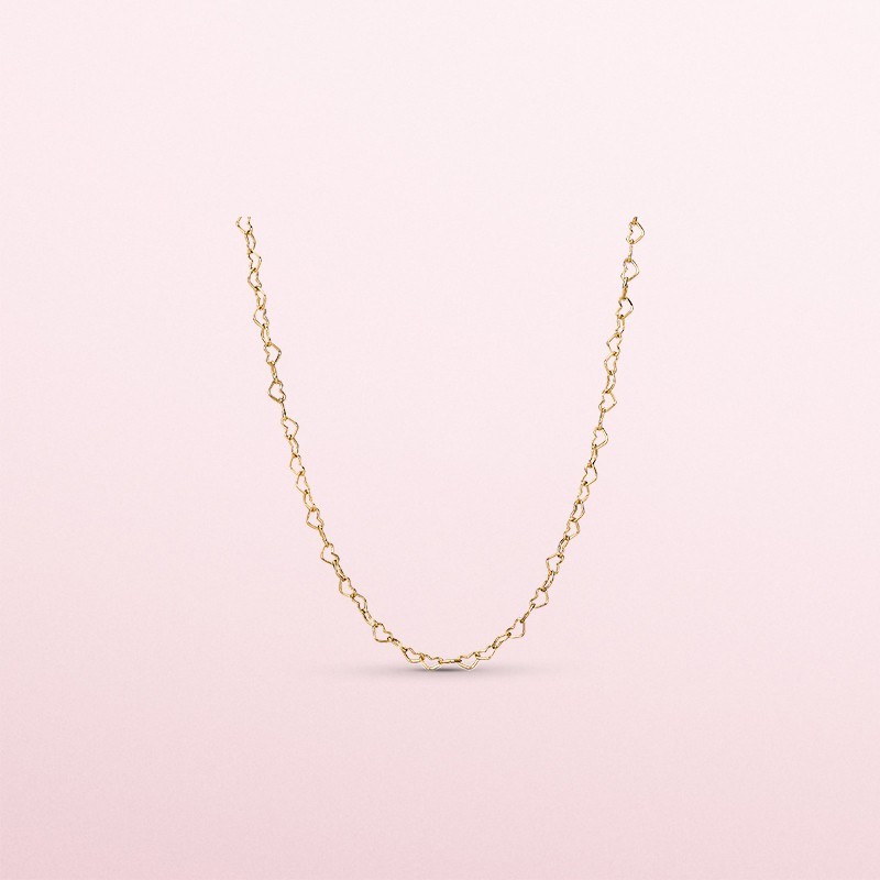 pandora gold necklace joined hearts