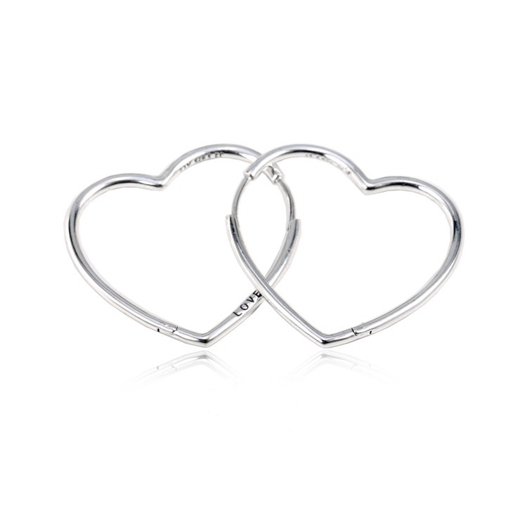 pandora sterling silver asymmetric hearts of love hoop earrings
