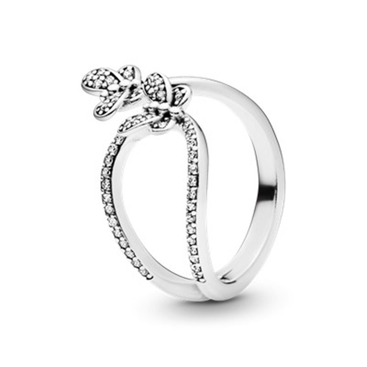 silver pandora sparkling butterfly open ring